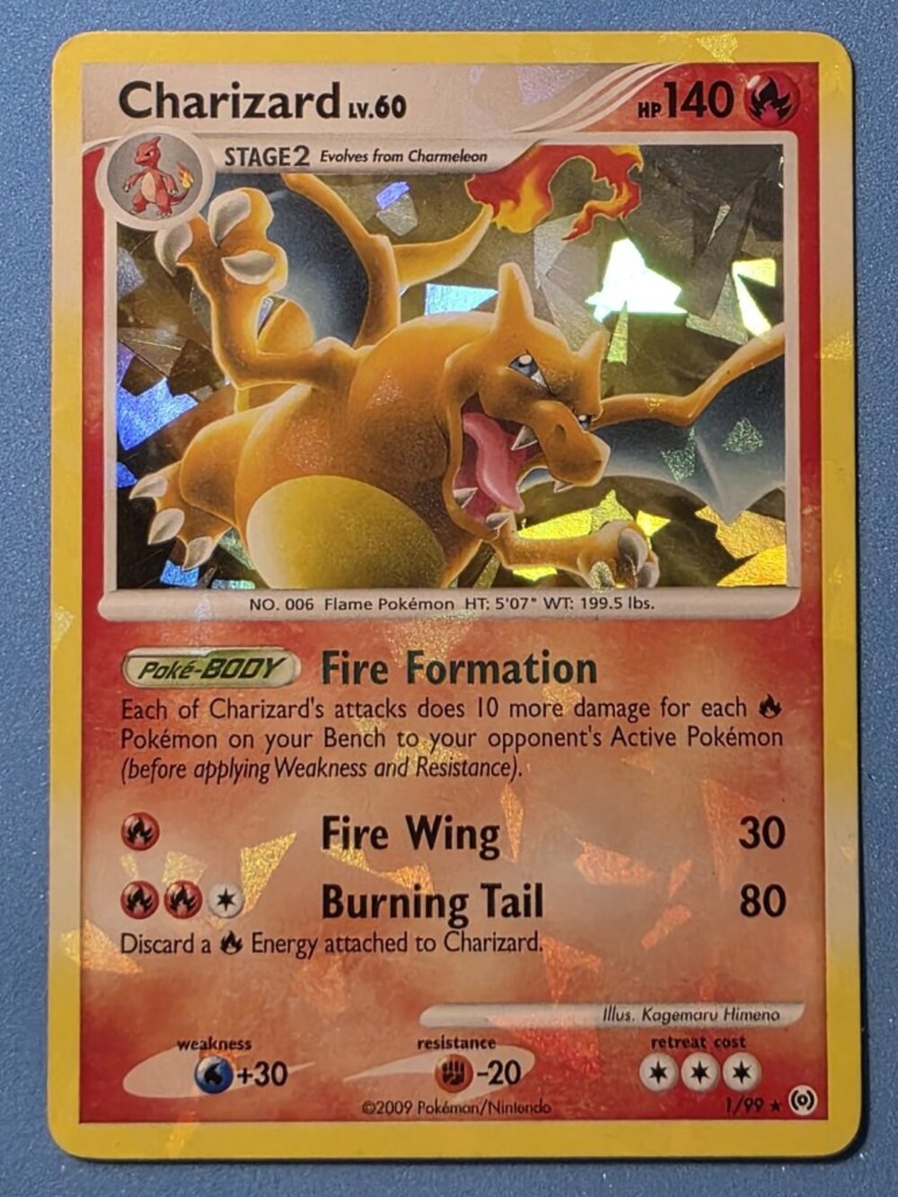 The Pokémon Company Charizard 1/99 Arceus cracked ice holo Rare English 2009 Mp